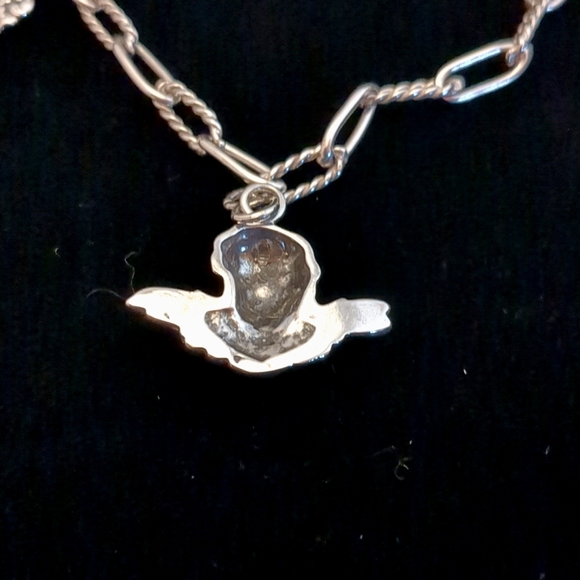 Vintage Foreé Hunsicker Sterling Silver Necklace Engraved Luggage Tags & Cherub - Picture 14 of 16